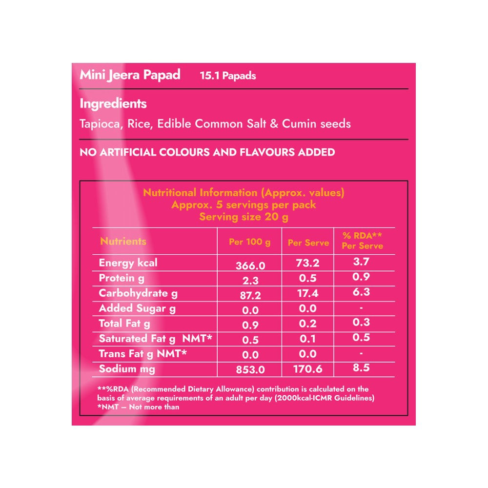 Sweet Karam Coffee Mini Jeera Papad Chips - Pack of 2 : 2 x 100 g