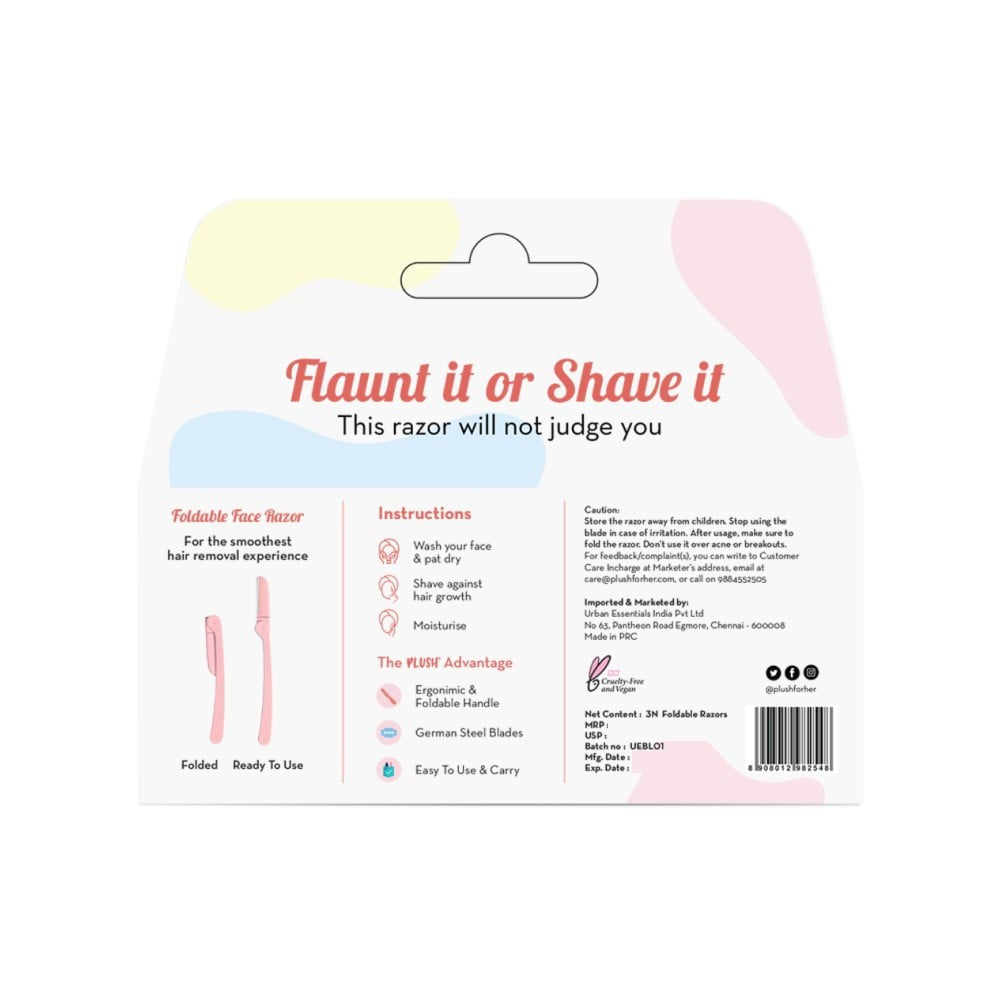 Plush Foldable Face Razor for Women - Pack of 2 : 2 x 1 pack (3 pieces)