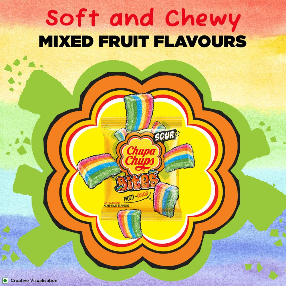 Chupa Chups Sour Bites Mixed Fruit Candy - Pack of 2 : 2 x 61.6 g