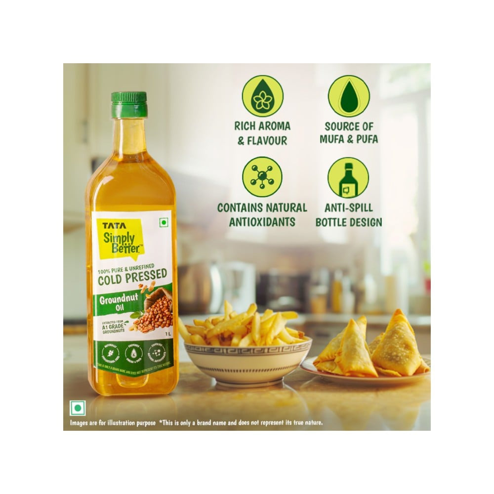 Tata 100% Pure Cold Pressed Groundnut Oil / Peanut Oil : 1 ltr