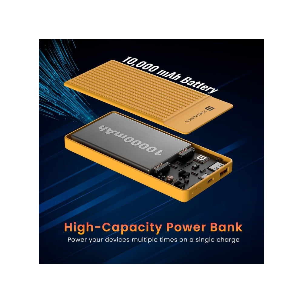 Portronics Luxcell B12 10K MAH Power Bank (USB A Output, Type C Input, Yellow) : 1 unit