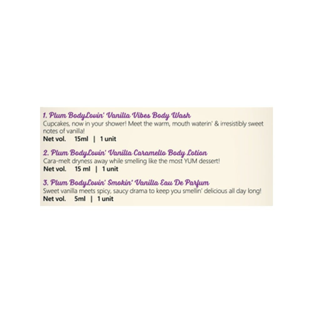 Plum BodyLovin' Oh So Vanilla! Trio Travel Kit : 1 pack (3 pieces)