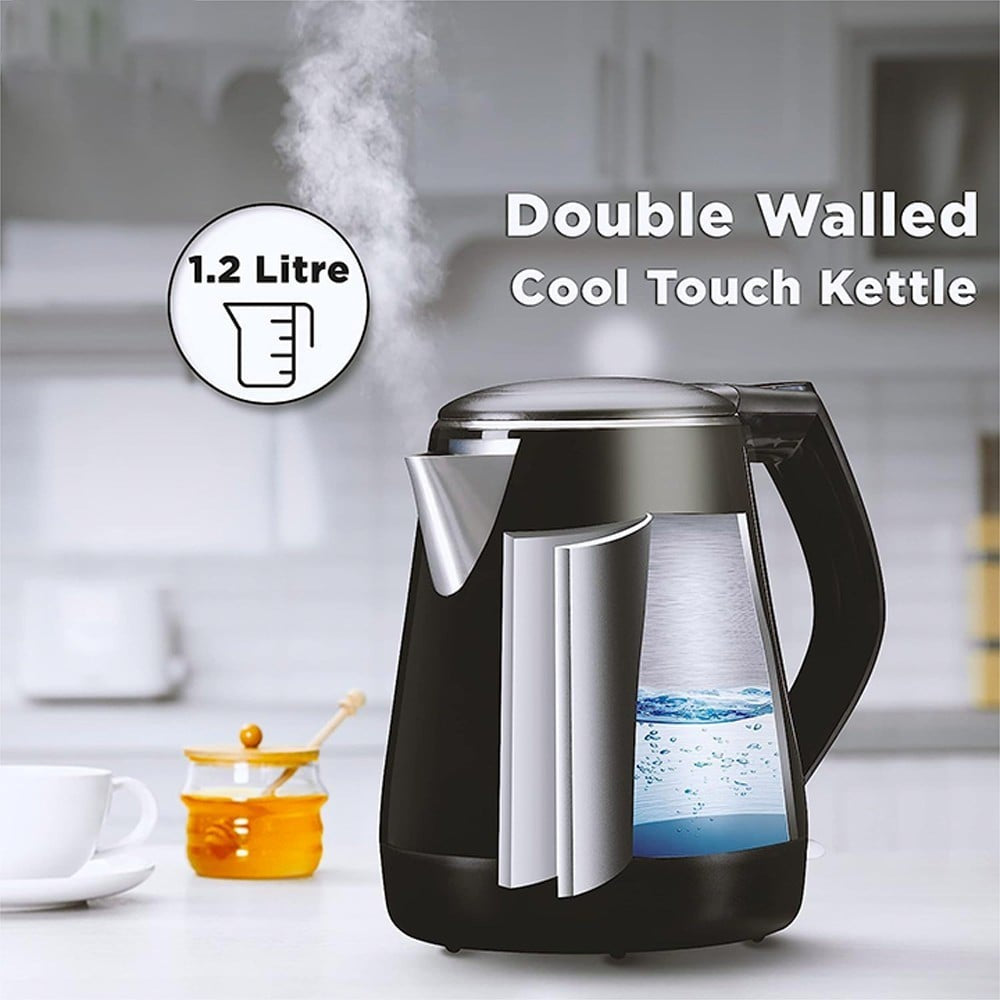 Pigeon Aura Double Walled Cool Touch Electric Kettle (1500W, 15635, Black) : 1 unit