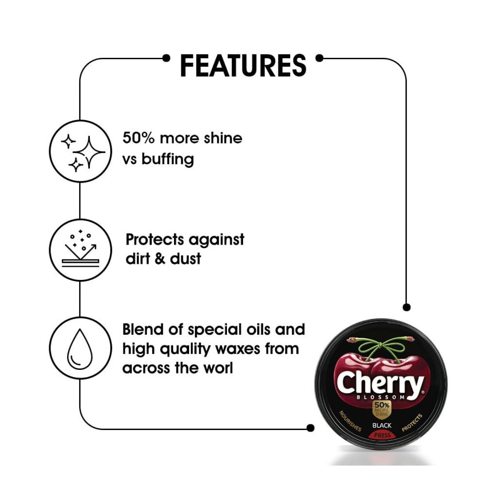 Cherry Blossom Black Wax Shoe Polish : 40 g