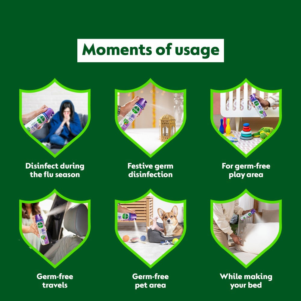 Dettol Multi Surface Sanitizer Disinfectant Spray : 170 g