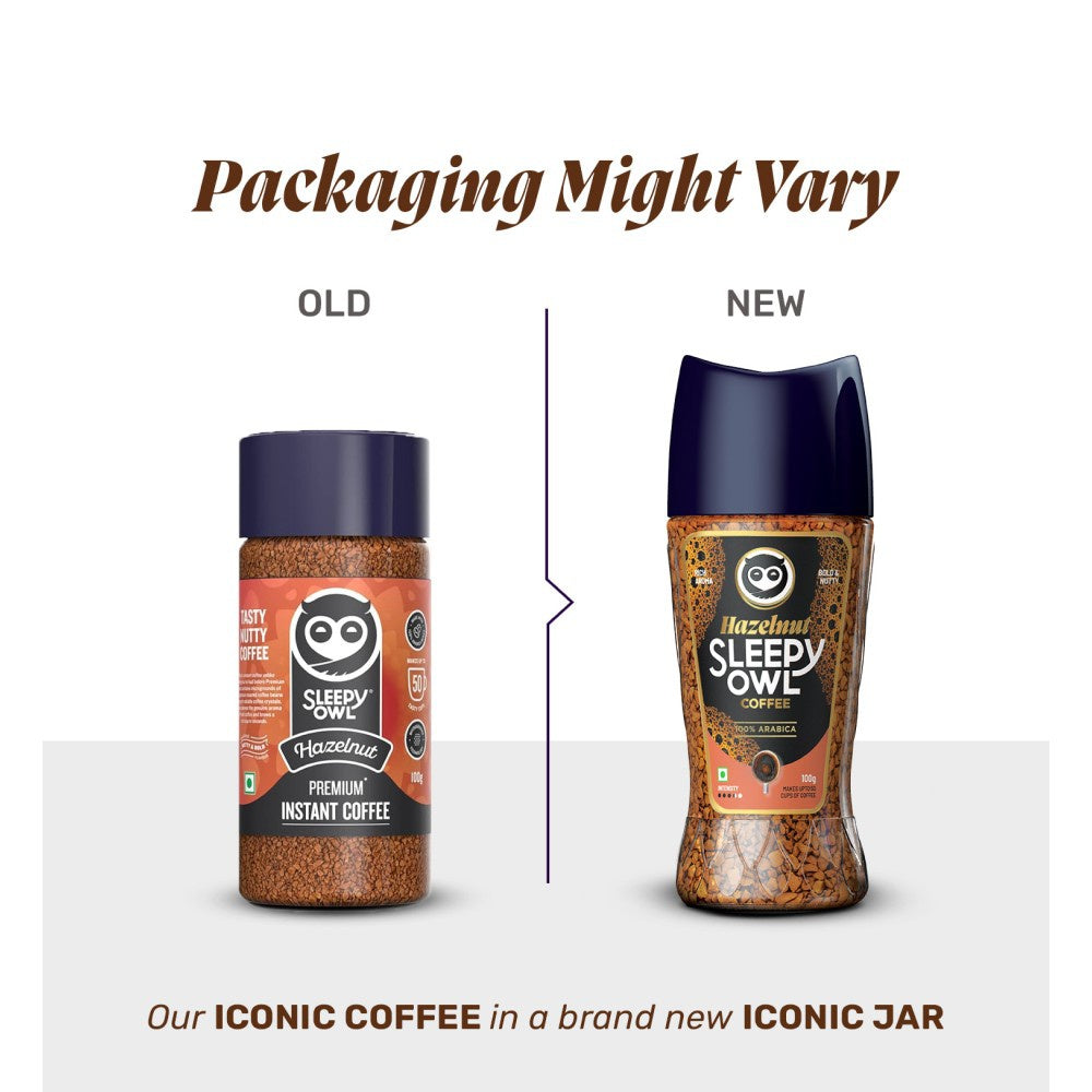 Sleepy Owl Hazelnut 100% Arabica Instant Flavoured Coffee - Pack of 2 : 2 x 100 g