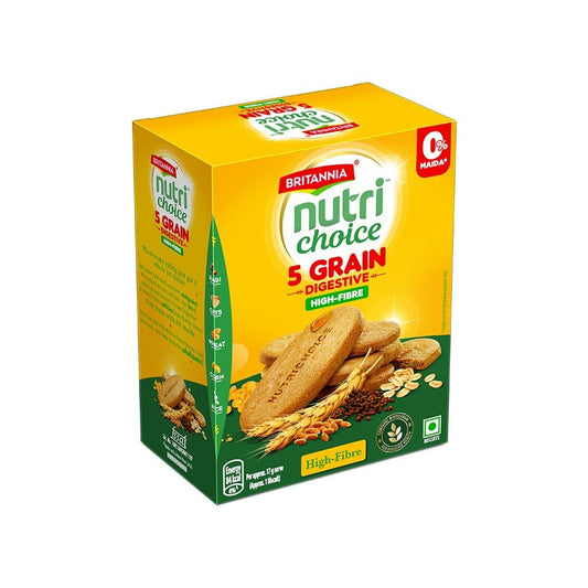Britannia NutriChoice 5 Grain Digestive Biscuit (0% Maida) : 200 g