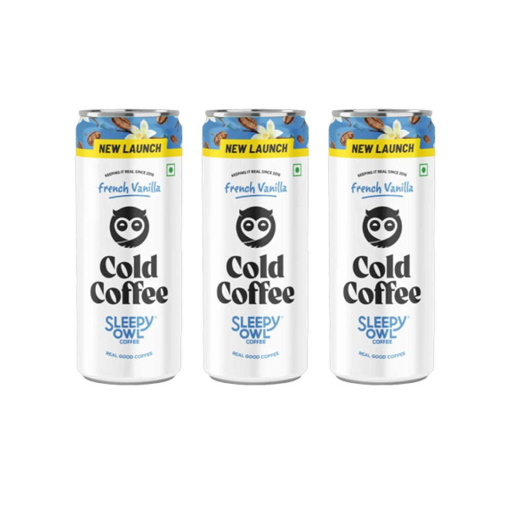 Sleepy Owl French Vanilla Cold Coffee Can - Pack of 3 : 3 x 230 ml