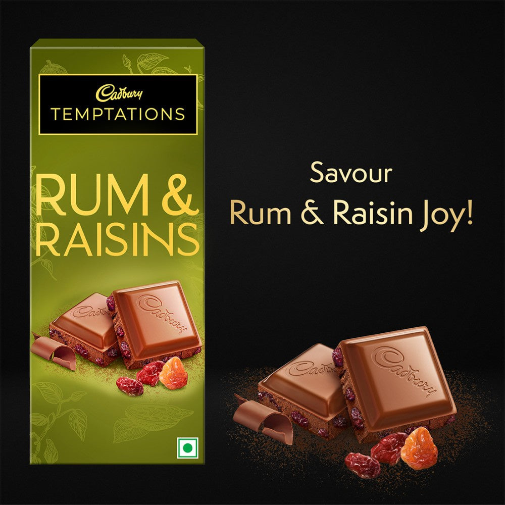 Cadbury Temptations Rum & Raisins Premium Flavoured Chocolate Bar : 72 g