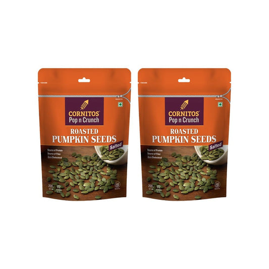 Cornitos Pop n Crunch Roasted Salted Pumpkin Seeds - Pack of 2 : 2 x 200 g