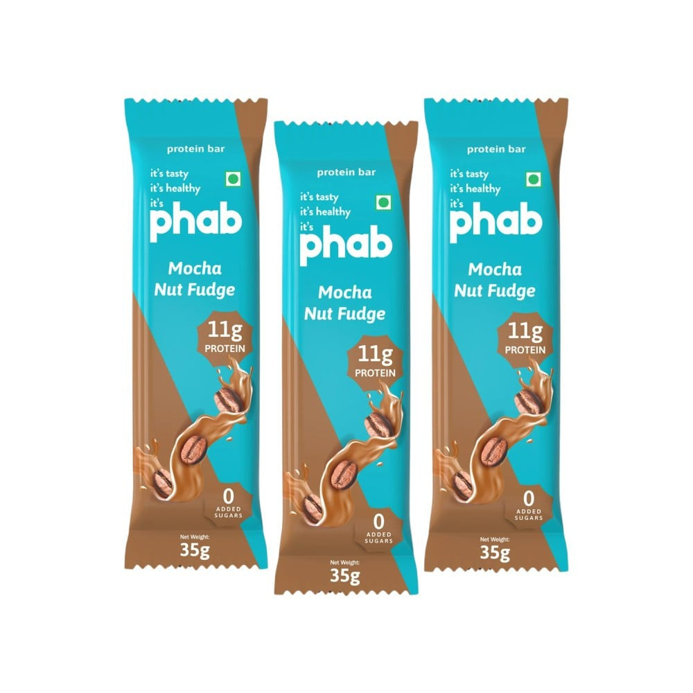 Phab Mocha Nut Fudge 11g Protein Bar : 3 x 35 g