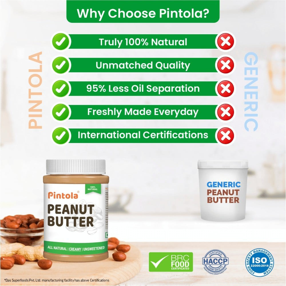 Pintola All Natural Creamy Peanut Butter (Unsweetened) : 1 kg