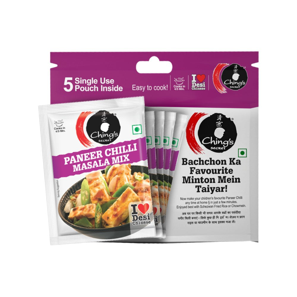 Ching's Secret Schezwan Fried Rice Masala Instant Mix - 5 Single Use Pouches + Paneer Chilli Masala Instant Mix - 5 Single Use Pouches Combo : 5 x 20 g + 5 x 20 g
