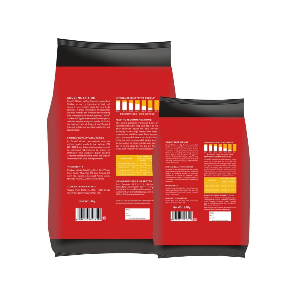 Drools Chicken & Egg Adult Dry Food - Free 1.2 kg : 3 kg + 1.2 kg