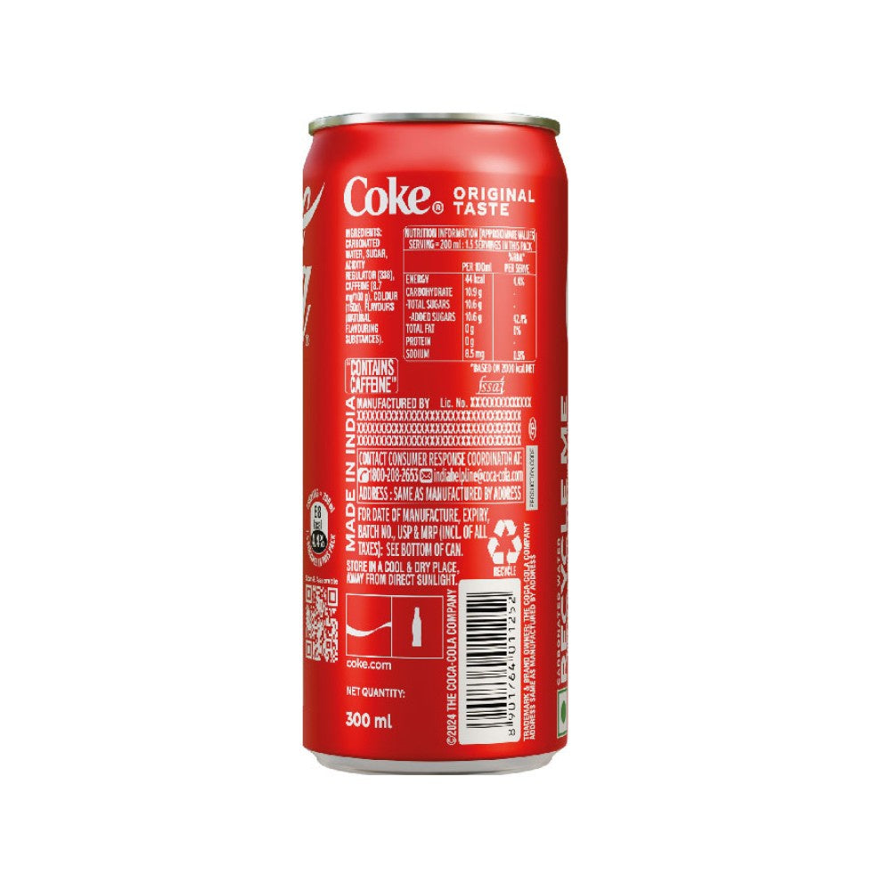 Coca-Cola Cola Soft Drink (300 ml) - Pack of 4 : 4 x 300 ml