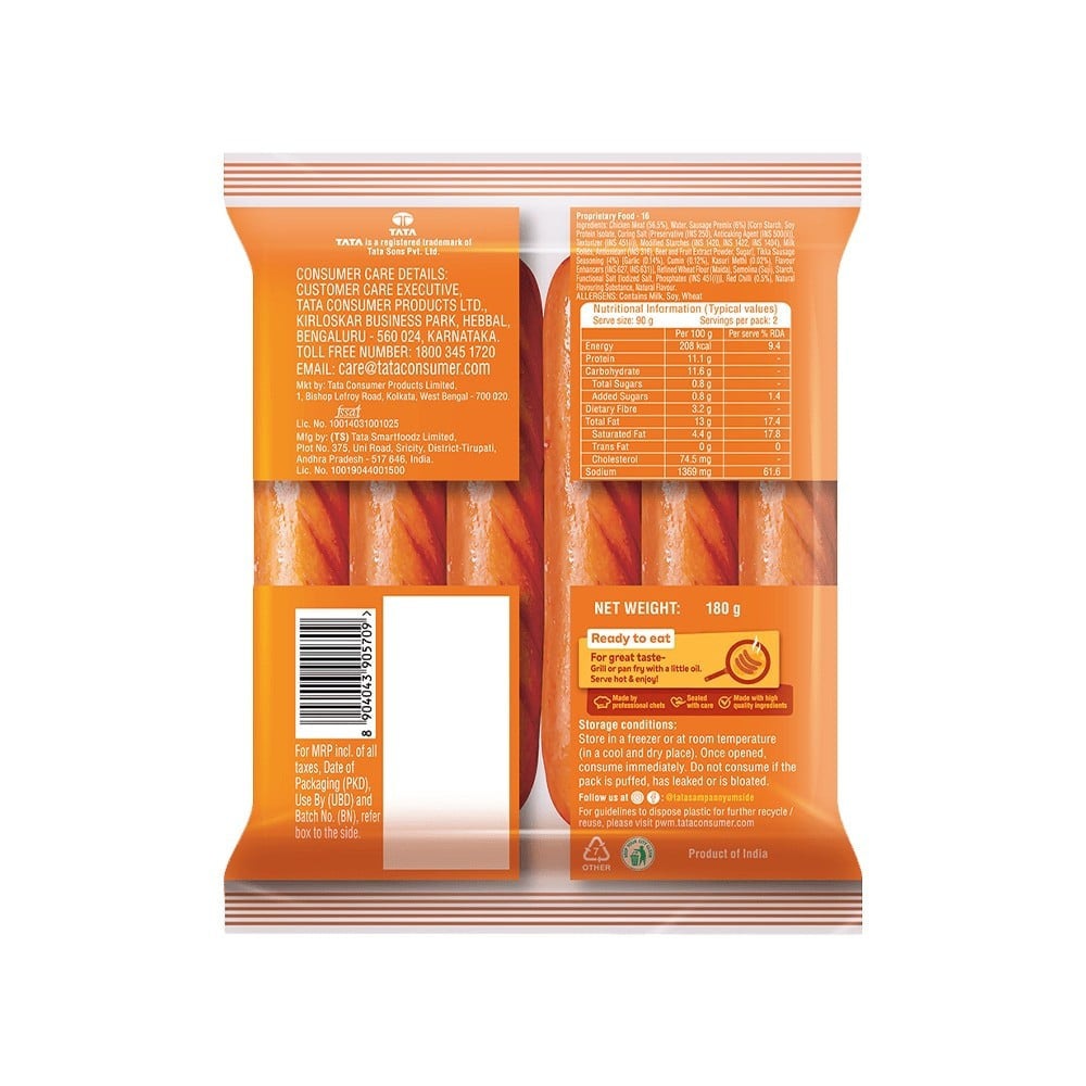 Tata Sampann Yumside Spicy Tikka Chicken Sausage : 180 g