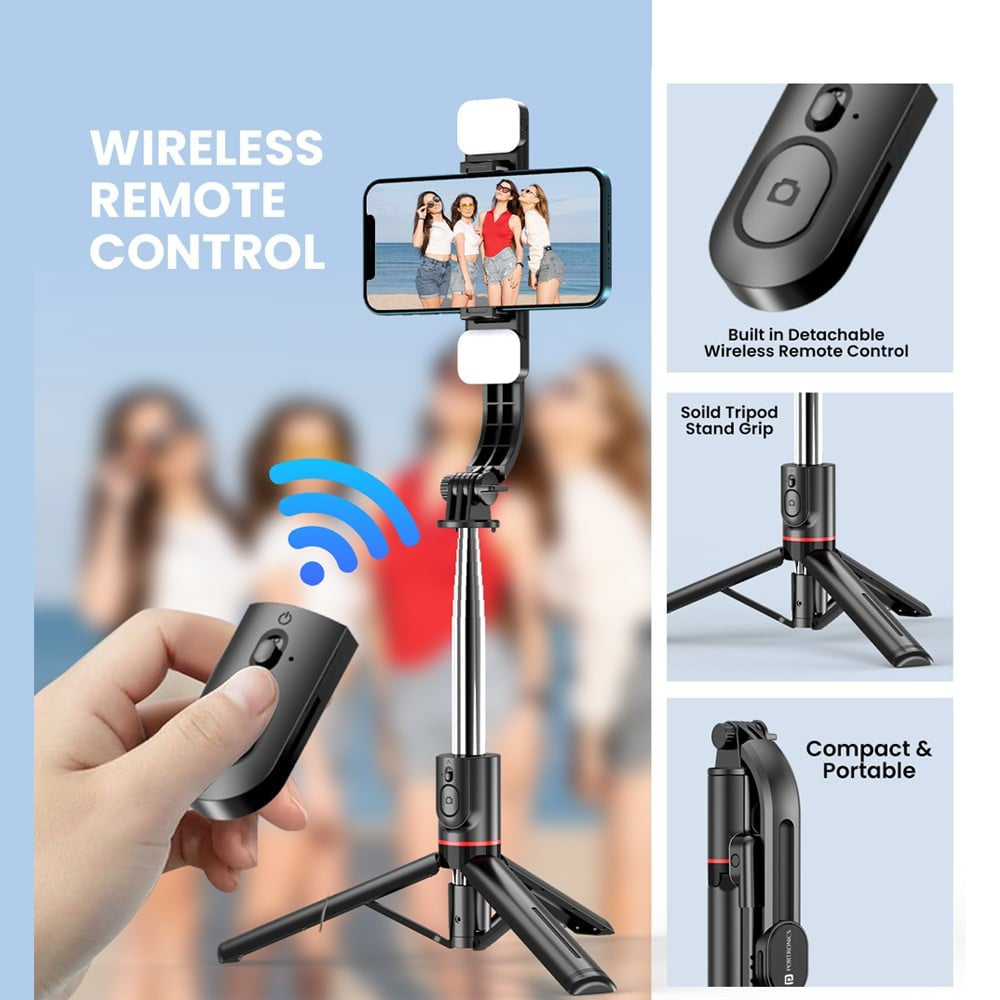 Portronics Lumistick Smart Selfie Stick with 360 Degree Rotation (Black) : 1 unit