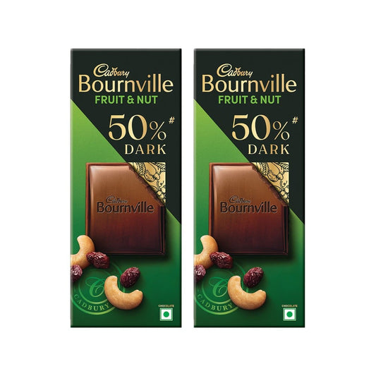 Cadbury Bournville Fruit & Nut Flavoured Chocolate Bar Bar - Pack of 2 : 2 x 80 g