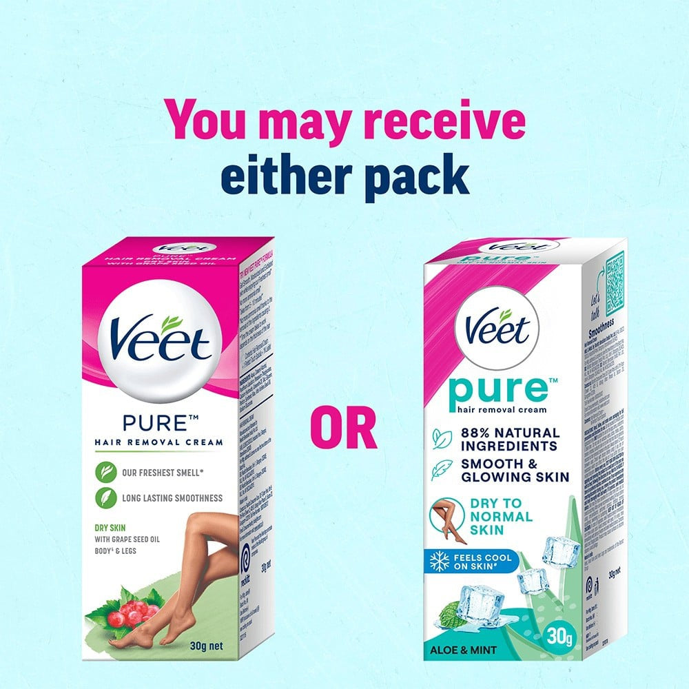 Veet Pure Hair Removal Cream (For Dry Skin) - Pack of 2 : 2 x 30 g