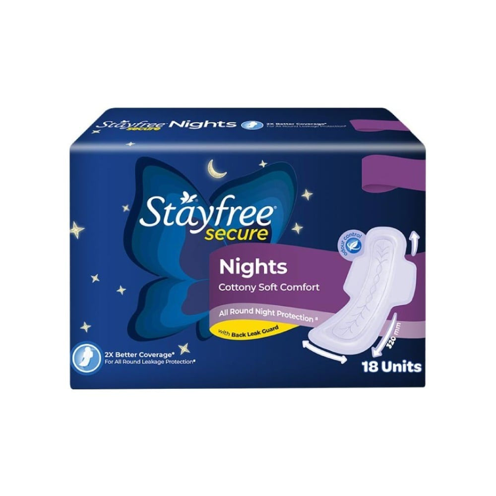 Stayfree Secure Nights Sanitary Pads : 18 pieces