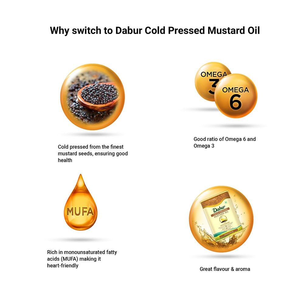 Dabur Cold Pressed Mustard Oil : 3 ltr