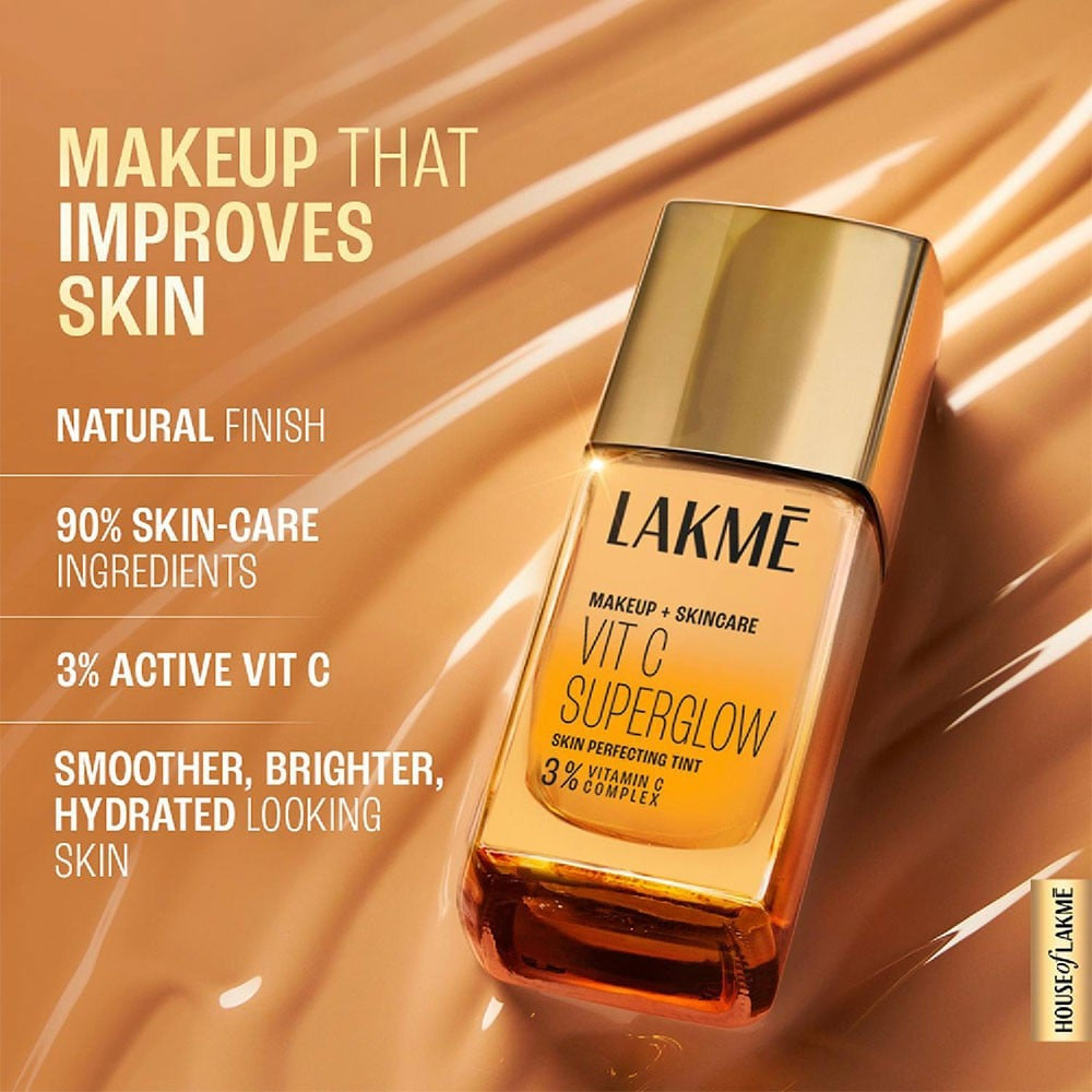 Lakme Makeup+ Skincare Vitamin C SuperGlow Foundation (Cool Rose) : 25 ml