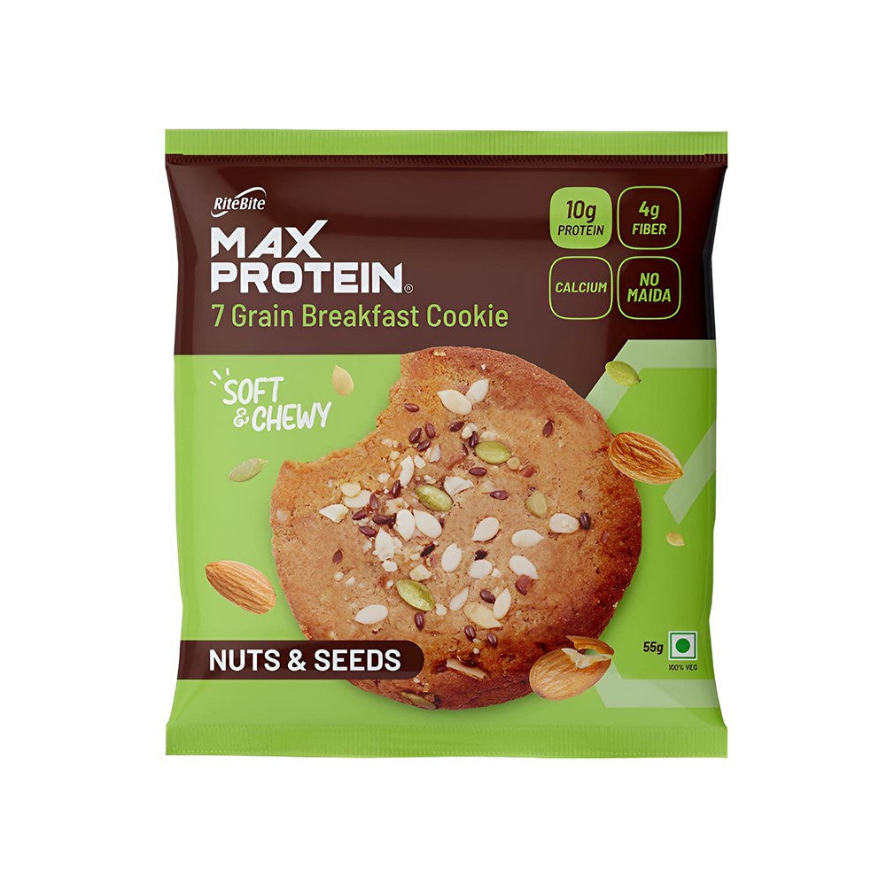 RiteBite Max Protein Energy Bar (Fruit and Nut) + Max Protein Nuts & Seeds Cookies + Max Protein Chinese Manchurian Chips Combo : 50 g + 55 g + 60 g