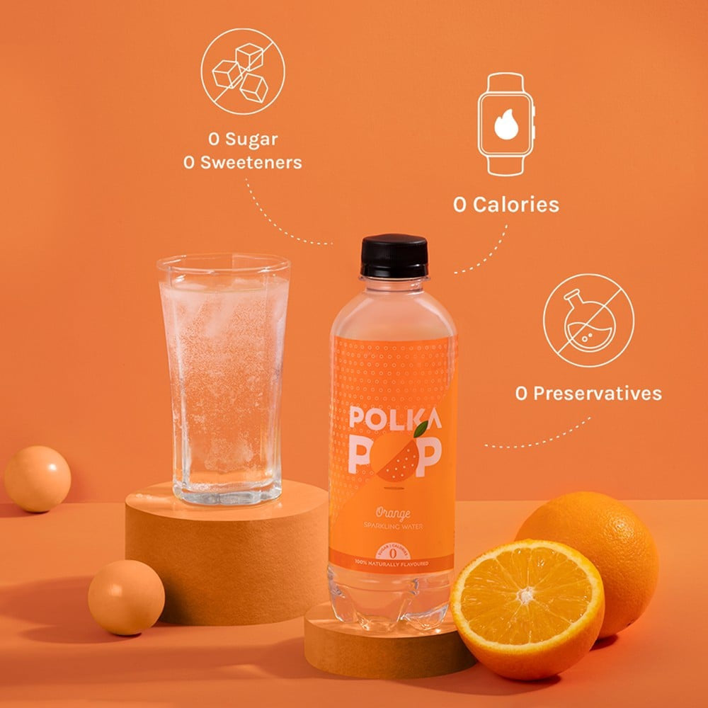 Polka Pop Zero Sugar Orange Sparkling Drink : 300 ml
