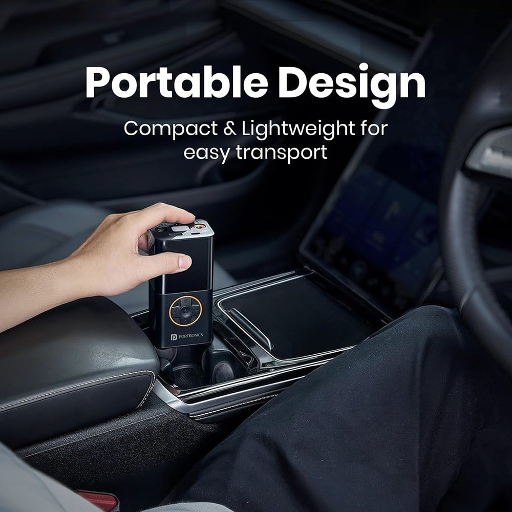 Portronics Vayu 3.0 Tyre Inflator with 150 PSI Pressure, 4000 mAh Battery : 1 unit