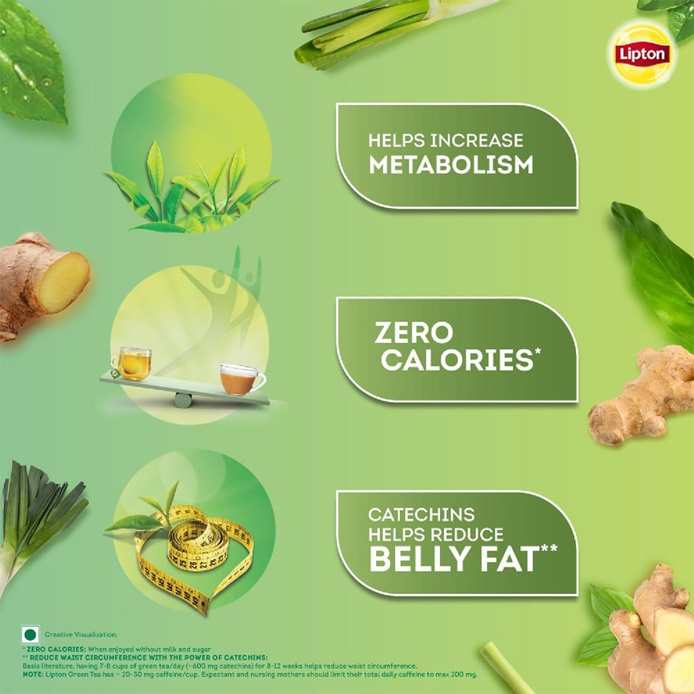 Lipton Lemongrass Ginger Green Tea Bags : 25 x 1.3 g
