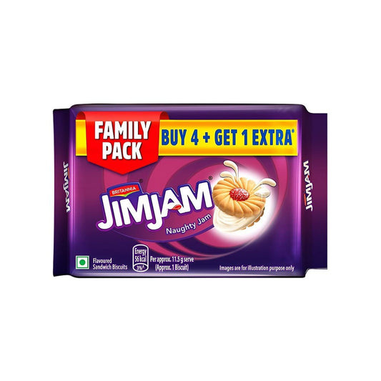Britannia Treat Jim Jam Sandwich Cream Biscuits - Buy 4 Get 1 Free : 460 g