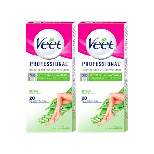 Veet Hair Removal Wax Strips (Dry Skin) - Pack of 2 : 2 x 1 pack (20 strips)