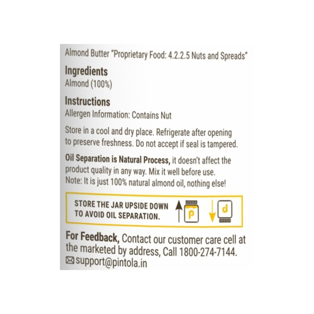 Pintola All Natural Crunchy Almond Butter : 200 g