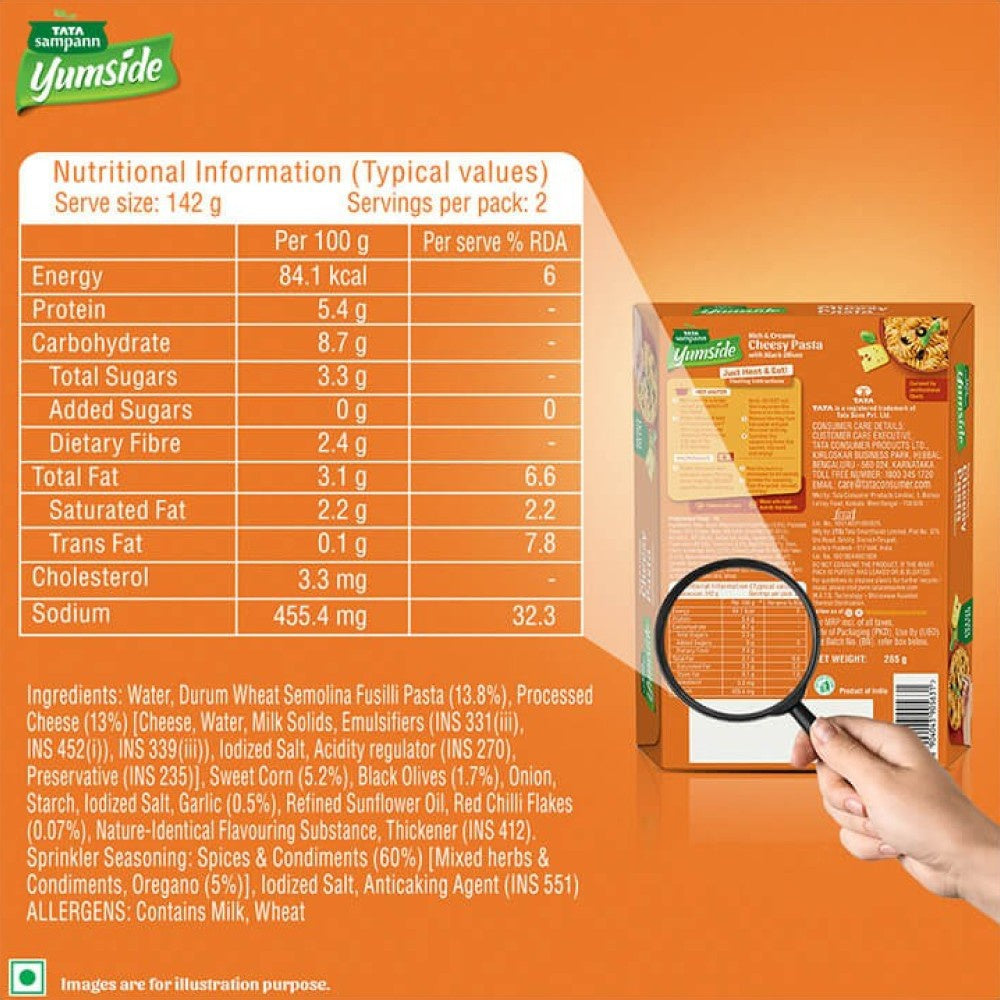 Tata Sampann Yumside Cheesy Pasta With Black Olives - Ready to Eat : 285 g