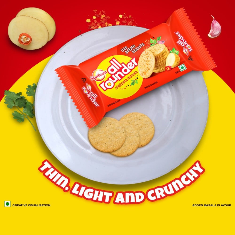 Sunfeast All Rounder Potato Biscuits with Chatpata Masala Flavour - Pack of 3 : 3 x 75 g