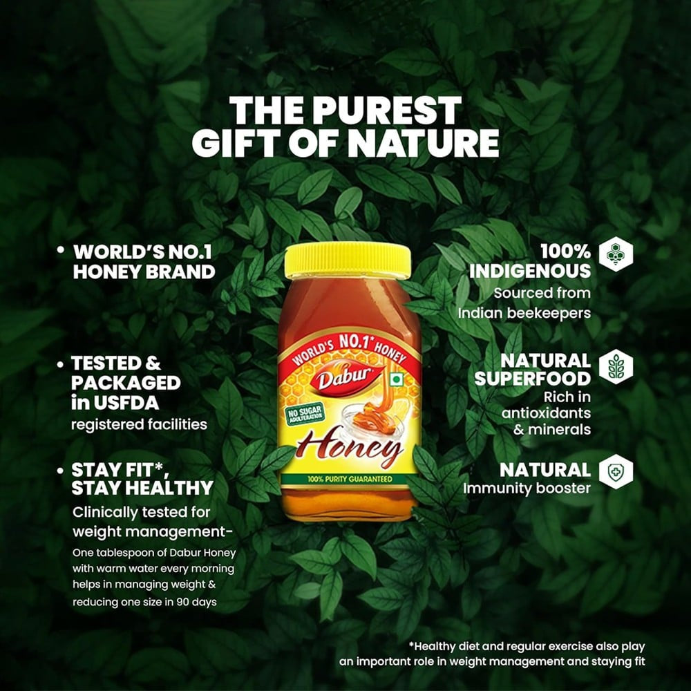 Dabur Honey - 100% Pure, World's No.1 Honey Brand (No Sugar Adulteration) - Pack of 2 : 2 x 1 kg