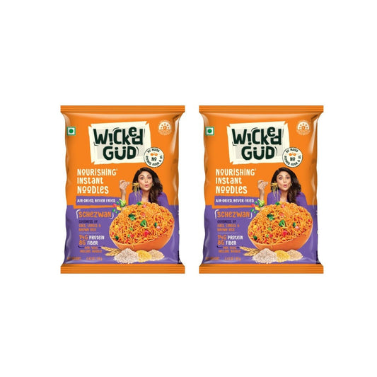 WickedGud Schezwan Nourishing No Maida & No Oil Instant Noodles - Pack of 2 : 2 x 69 g