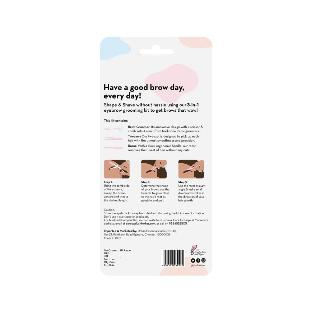 Plush 3-in-1 Eyebrow Grooming Kit : 1 pack