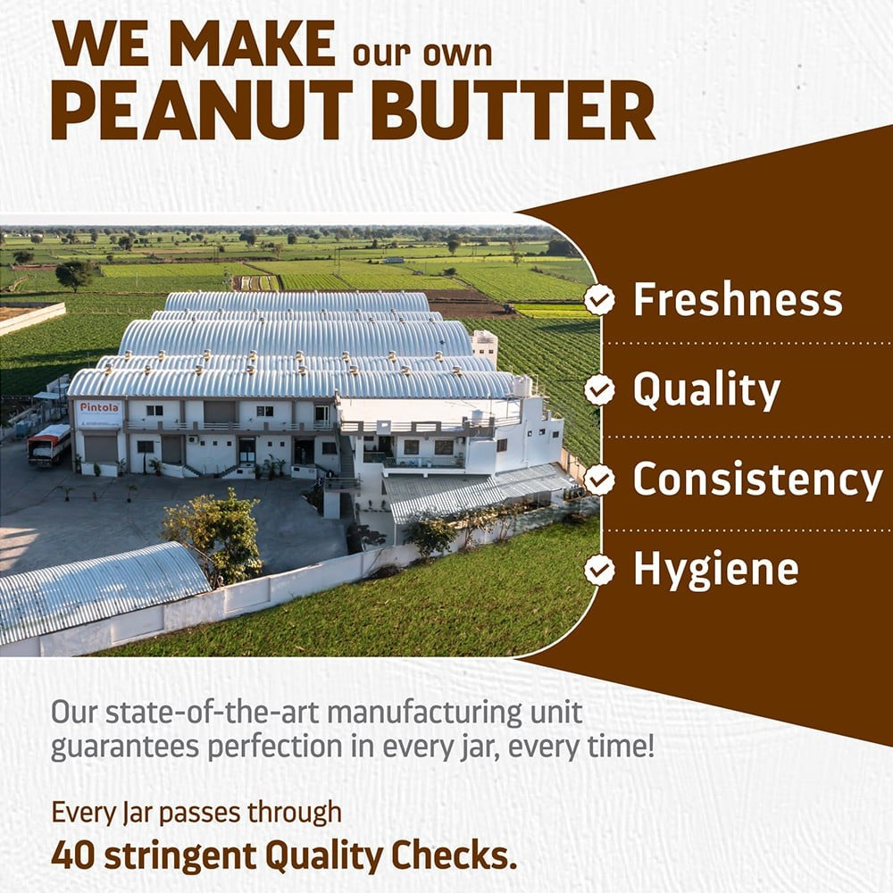 Pintola Dark Chocolate Creamy Peanut Butter (High Protein) - Pack of 2 : 2 x 510 g