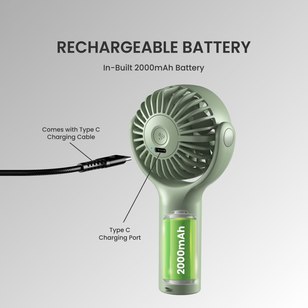Portronics Toofan Mini Portable Fan (Green, 5W) : 1 unit