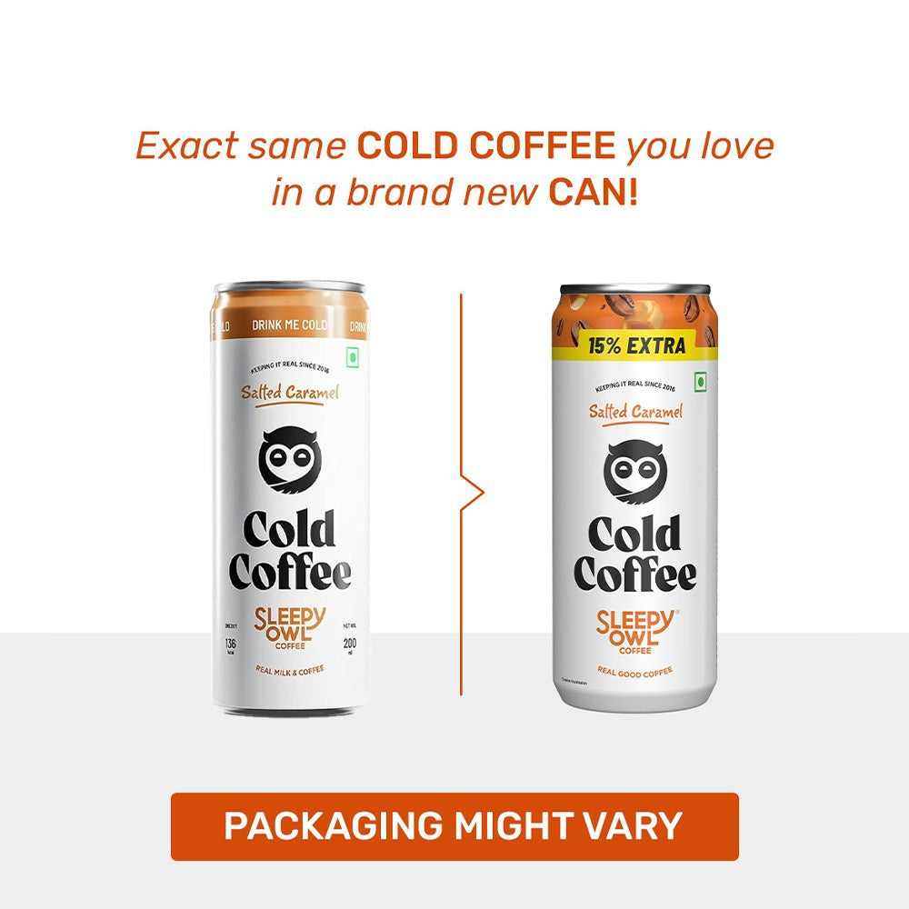 Sleepy Owl Salted Caramel Cold Coffee Can - Pack of 2 : 2 x 200 ml