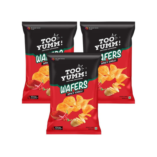 Too Yumm Spicy Chilli Wafers Potato Chips - Pack of 3 : 3 x 82 g