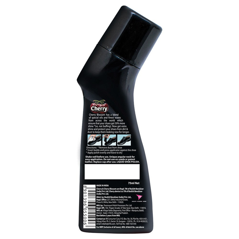 Cherry Blossom Black Liquid Shoe Polish - Pack of 2 : 2 x 75 ml
