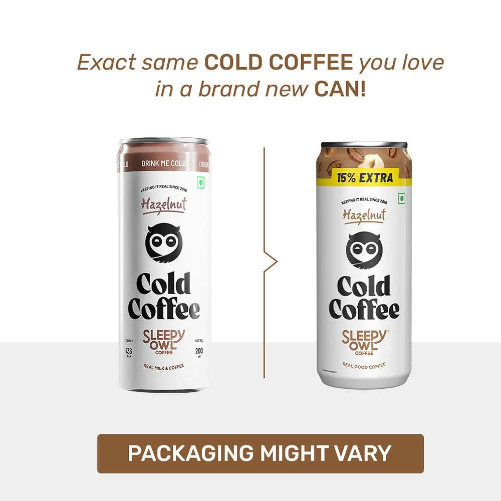 Sleepy Owl Hazelnut Cold Coffee Can - Pack of 3 : 3 x 200 ml
