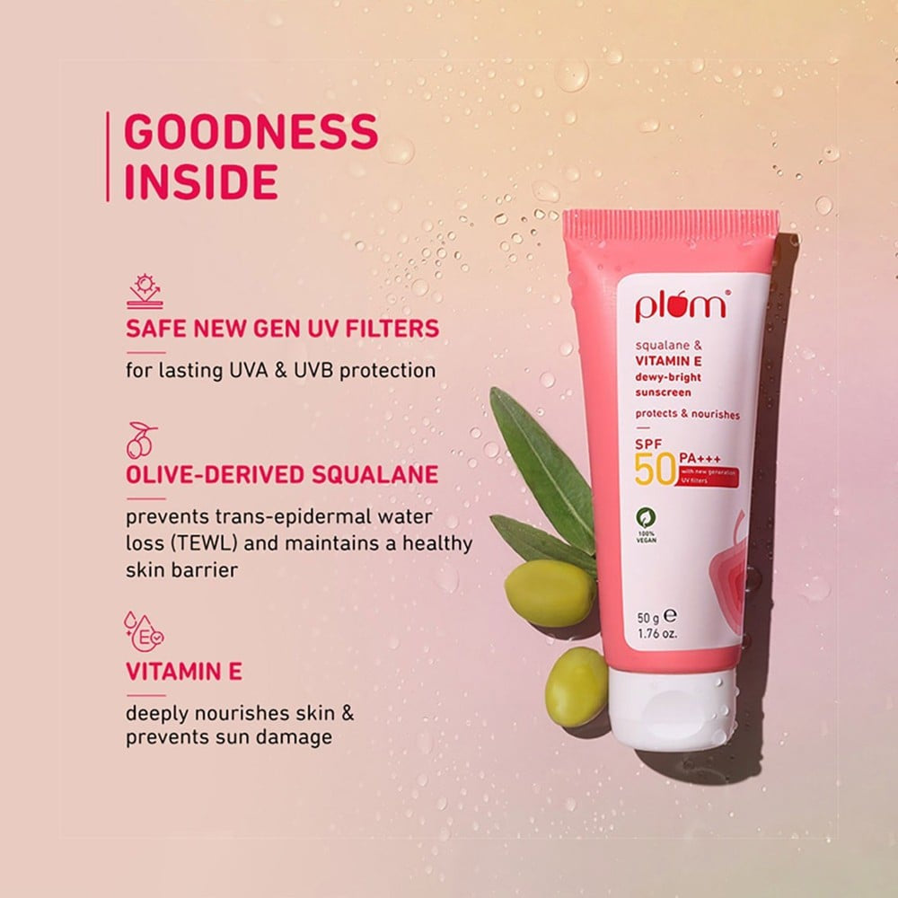 Plum Squalane & Vitamin Dewy Bright Sunscreen (SPF 50 PA +++) : 50 g