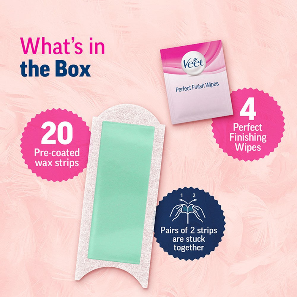 Veet Hair Removal Wax Strips (Dry Skin) : 1 pack (20 strips)