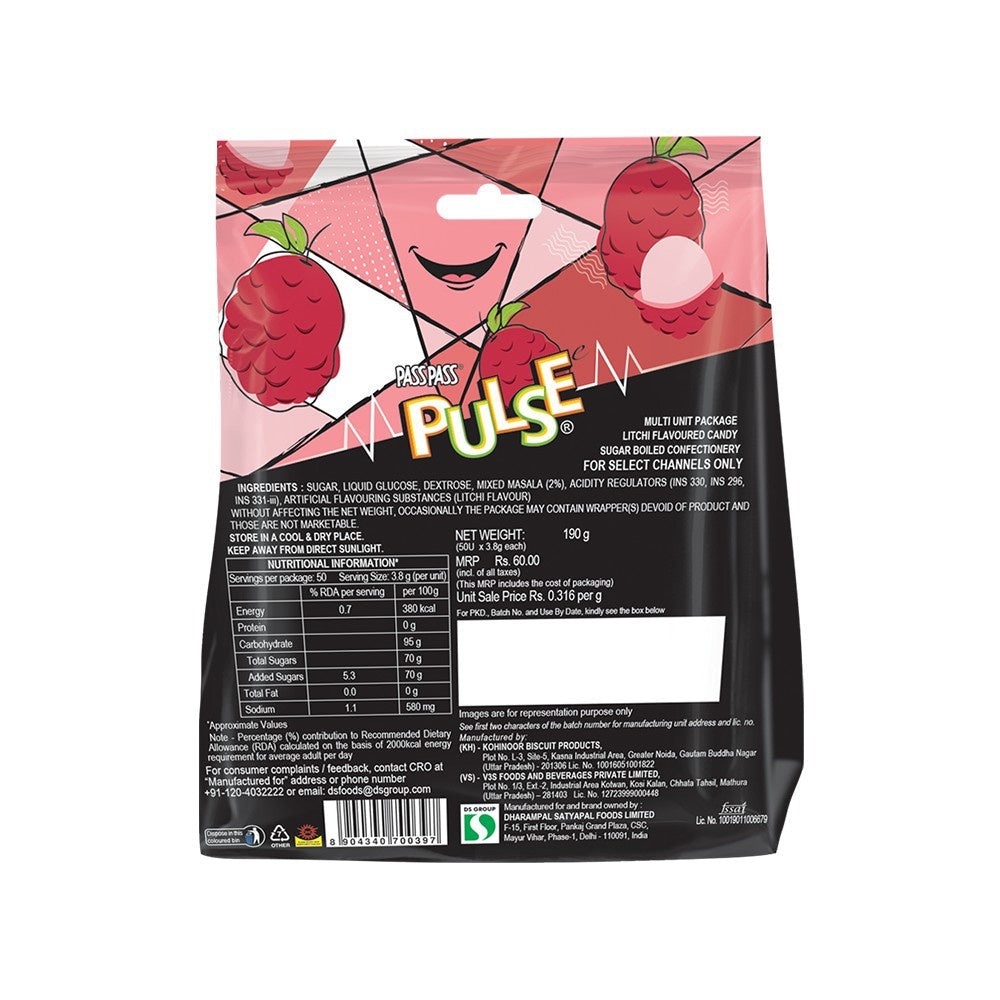 Pulse Litchi with Tangy Twist Candy : 190 g