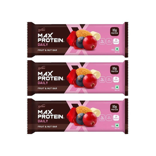 RiteBite Max Protein Energy Bar (Fruit and Nut) - Pack of 3 : 3 x 50 g