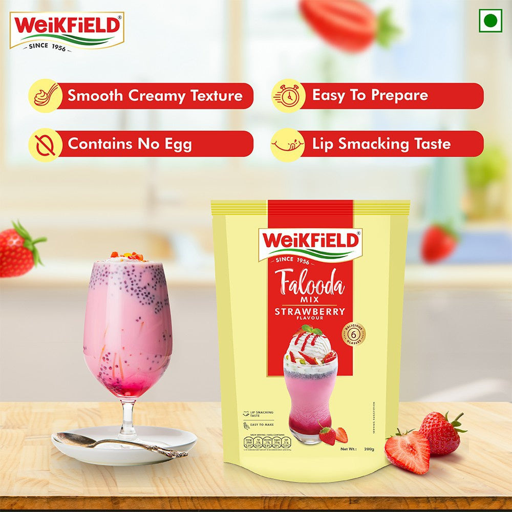 Weikfield Strawberry Falooda Dessert Mix - Pack of 2 : 2 x 200 g