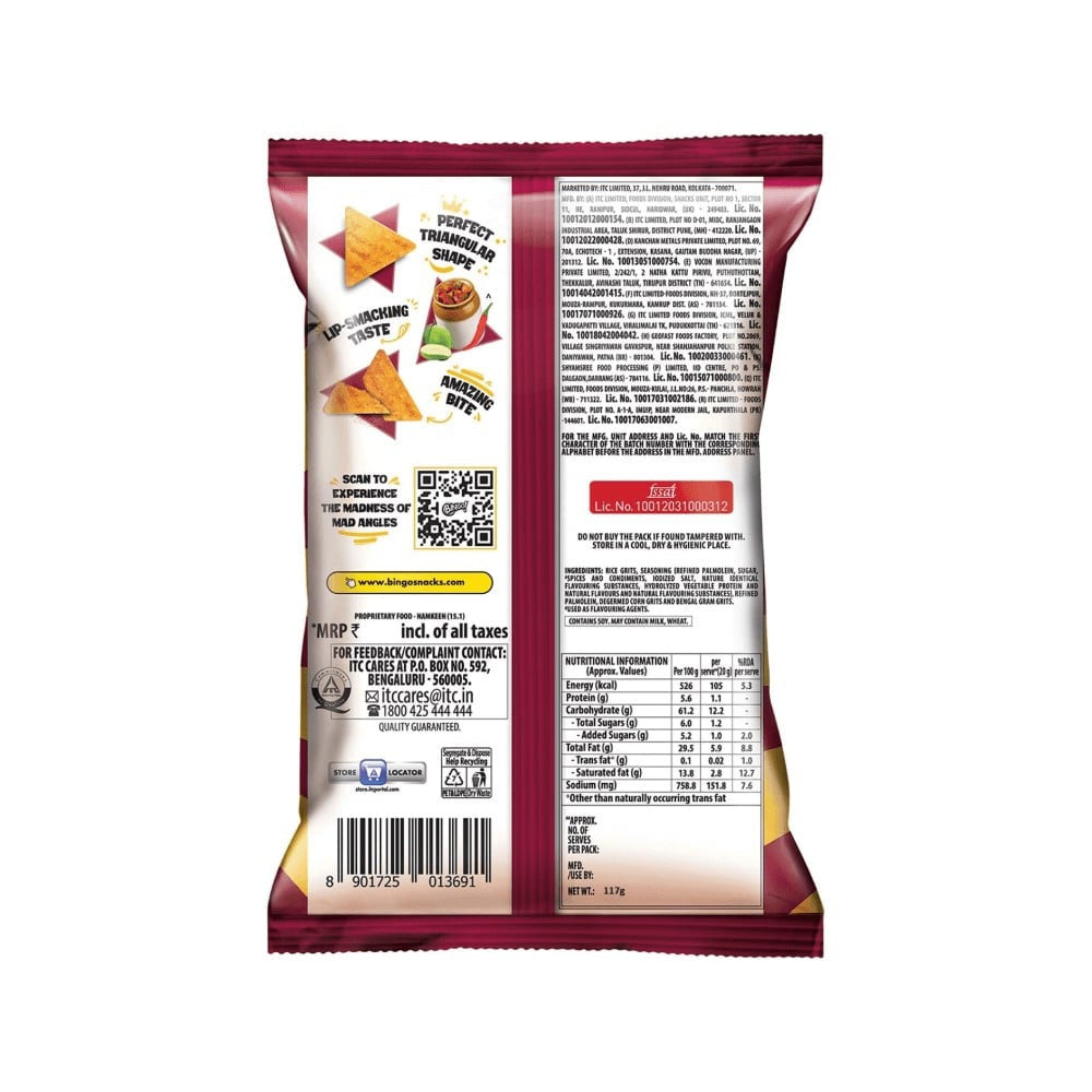 Bingo Mad Angles Achaari Masti Crisps : 117 g